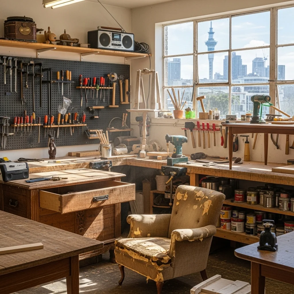 Furniture restoration workshop in Auckland
