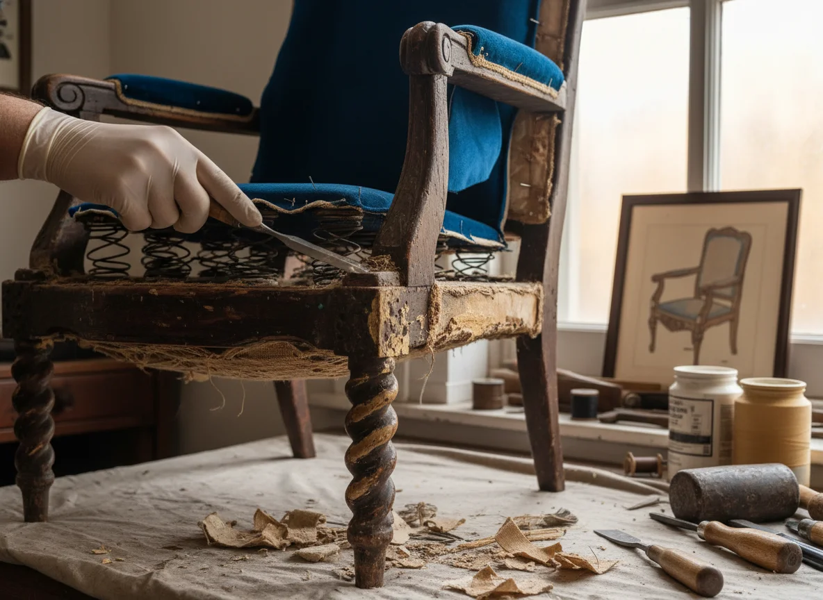 Victorian chair restoration detail
