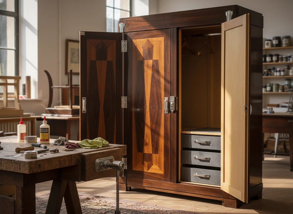 Art Deco kledingkast restauratie